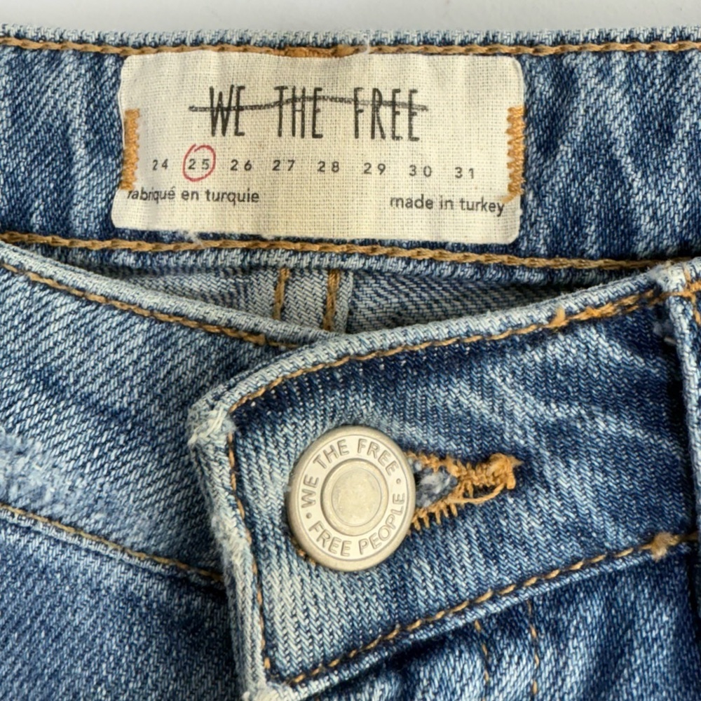 We The Free People Distressed Boho Patchwork Flare Bell Bottom Jeans 25 Boho - Picture 6 of 16